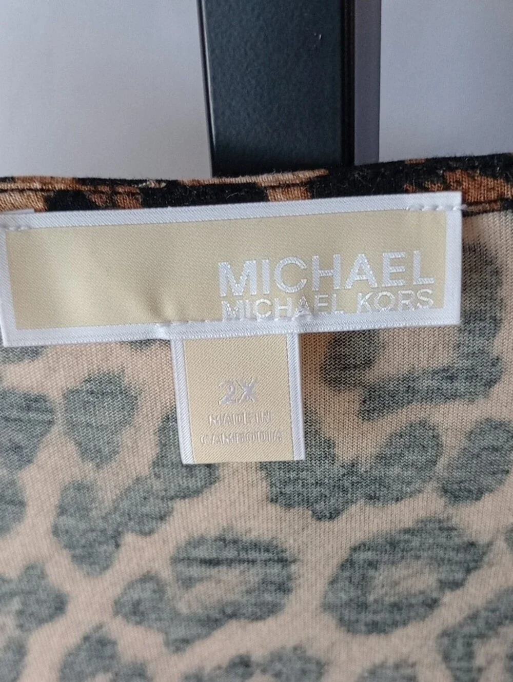Michael Kors Leopard Print V-Neck Blouse - Tan and Black